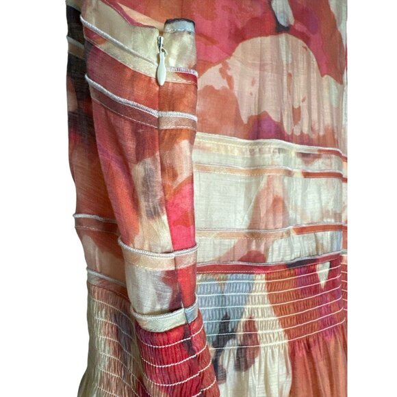 TAHARI Arthur S Levine Floral Watercolor Print Tencel Sleeveless Dress US Sz 12 - Picture 6 of 7
